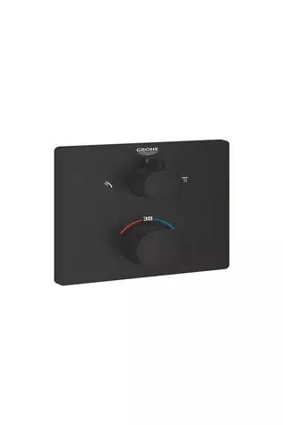 Grohe Grohtherm Termostatik Banyo/Duş Bataryası 2 Çıkışlı Divertörlü - 1022092430 Siyah